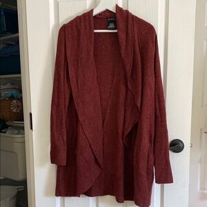 Max & Mia Burgundy Open-Front Cardigan Sweater with Shawl Collar